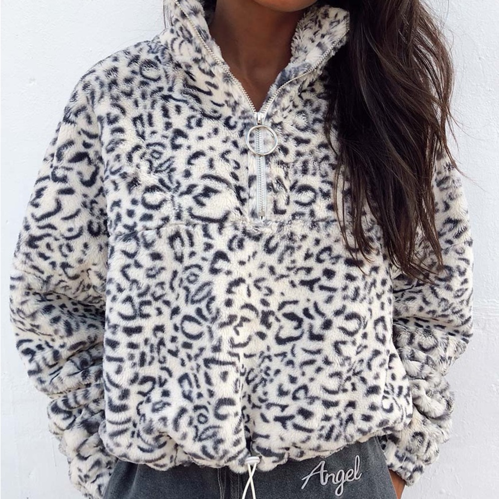 Motel Rocks Nero Ring Pull Jacket In White Leopard
